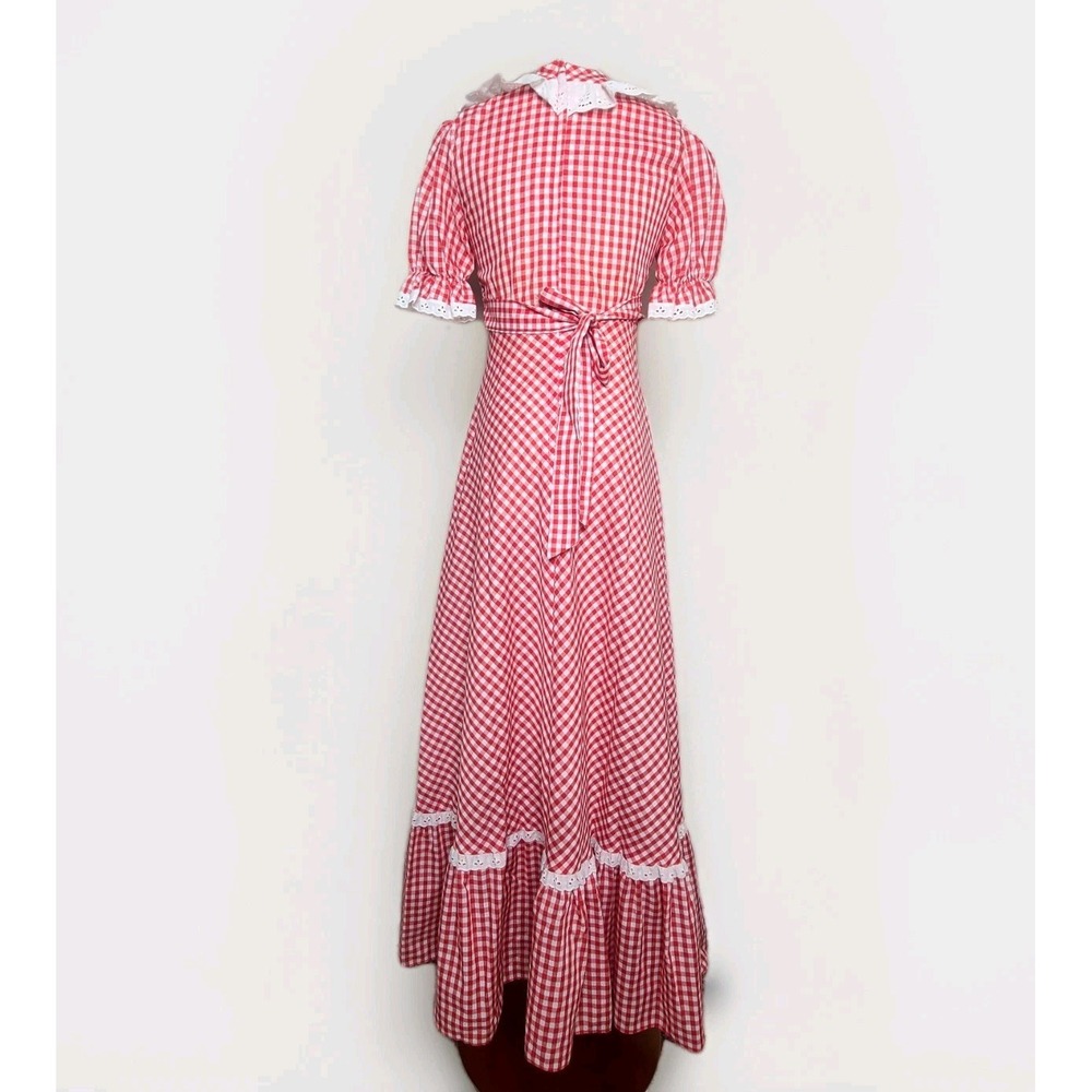 Vtg Jody T Of California Red Gingham Maxi Cottage Prarie‎ Puff Sleeve Dress 70s - Picture 6 of 8